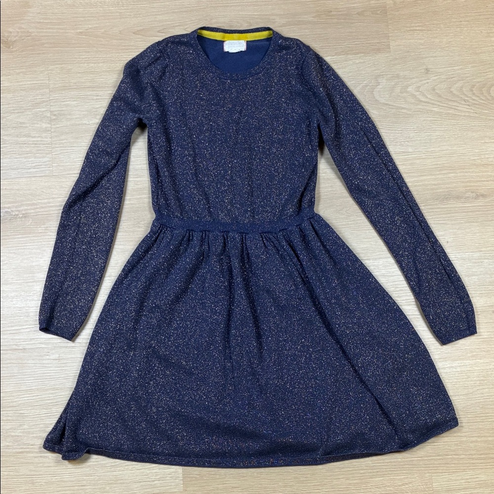 Johnnie B. Sparkly Navy Gold Long Sleeve Dress Girl’s size 13/14